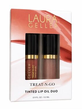Laura Geller Treat-N-Go Tinted Lip Oil Duo Hydrating Lip Gloss Set NIB